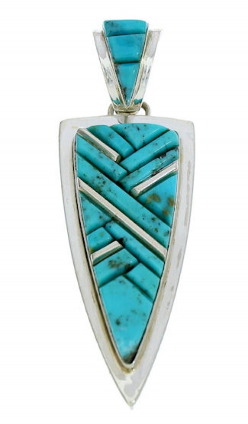 Turquoise Southwestern Silver Pendant AX23413