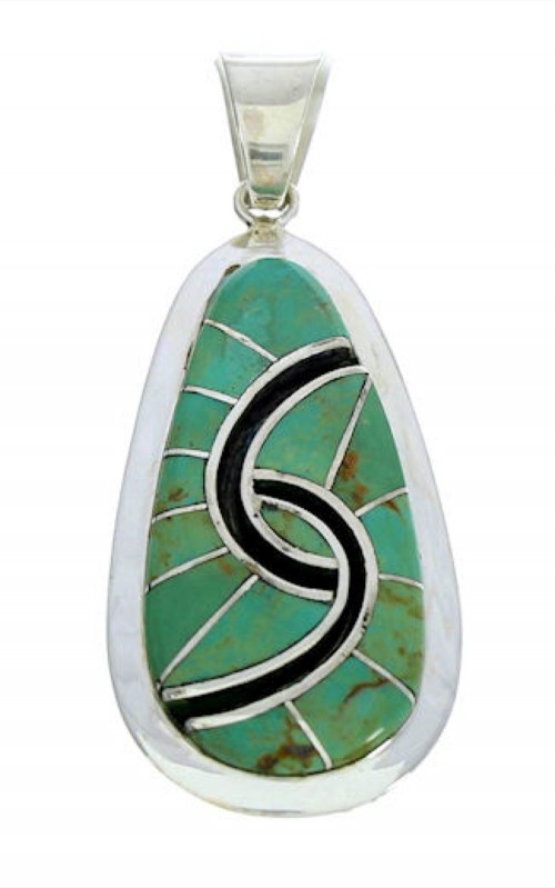 Sterling Silver Southwestern Inlay Turquoise Pendant AX23447