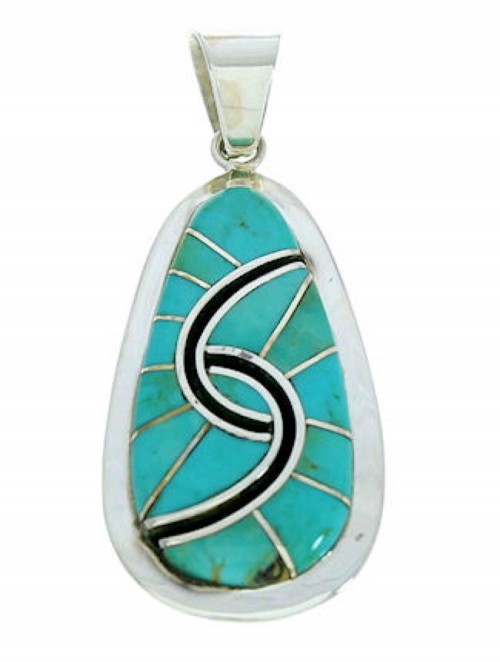 Turquoise Southwestern Sterling Silver Pendant AX23473