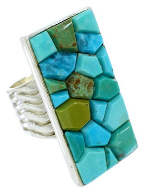 Turquoise Southwest Jewelry Silver Ring Size 4-3/4 RX25275