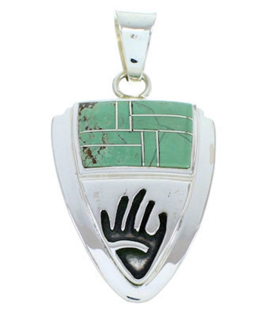 Southwest Hand Turquoise Sterling Silver Pendant YS73188