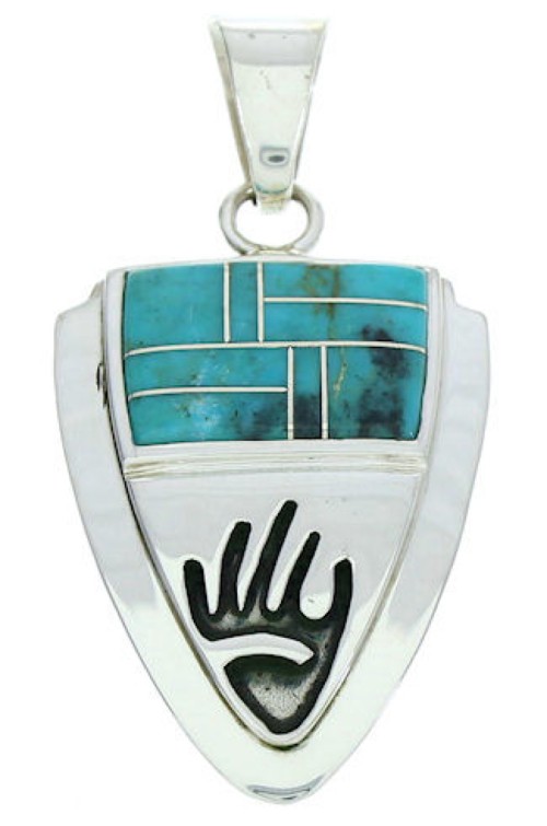 Hand Turquoise Inlay Silver Jewelry Pendant YS73199