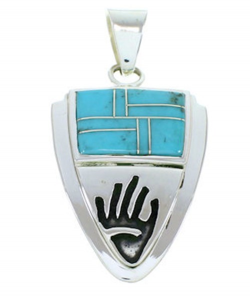 Hand Turquoise Inlay Sterling Silver Jewelry Pendant YS73200