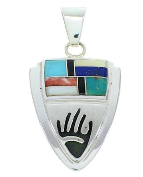 Hand Sterling Silver Multicolor Southwest Pendant YS73202