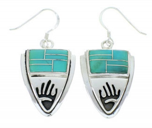 Turquoise Sterling Silver Hand Hook Earrings YS73209