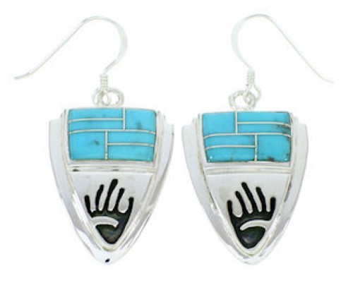 Turquoise Sterling Silver Jewelry Hand Southwest Hook Earrings YS73232