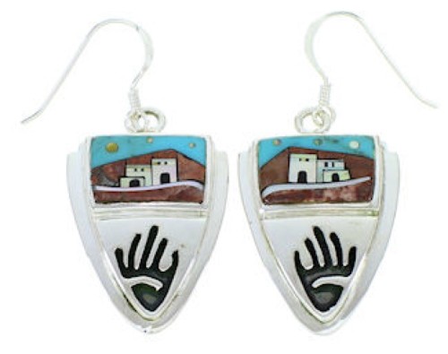 Native American Pueblo Design Multicolor Hook Earrings YS73237