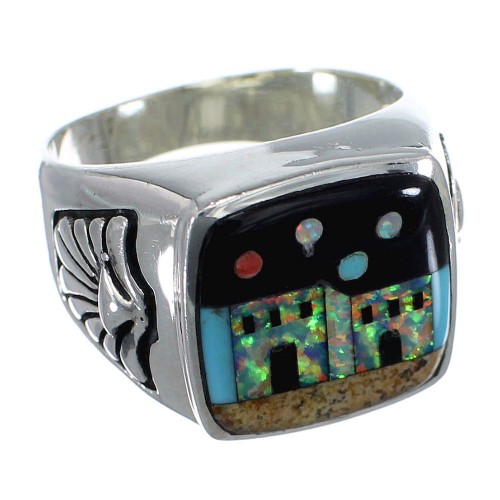 Multicolor Native American Pueblo Design Ring Size 11-1/4 PX42151