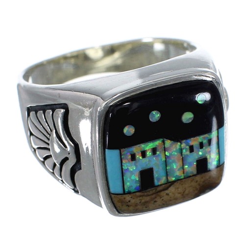 Native American Pueblo Design Multicolor Ring Size 11-1/4 PX42180