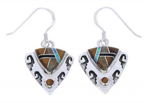 Multicolor Inlay Sterling Silver Southwest Earrings GS75856