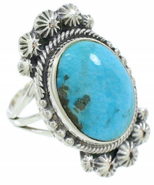 Southwestern Sterling Silver Turquoise Ring Size 6-1/4 WX35464