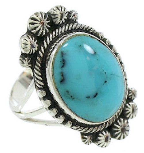 Southwest Genuine Sterling Silver Turquoise Ring Size 5 WX35667