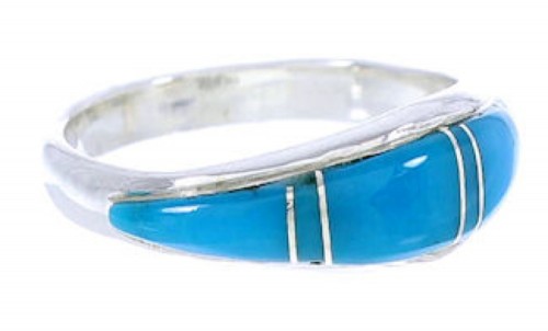 Turquoise Inlay Sterling Silver Southwestern Ring Size 5-3/4 MW74184