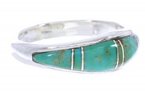 Southwestern Jewelry Turquoise Inlay Ring Size 5-1/4 MW74152