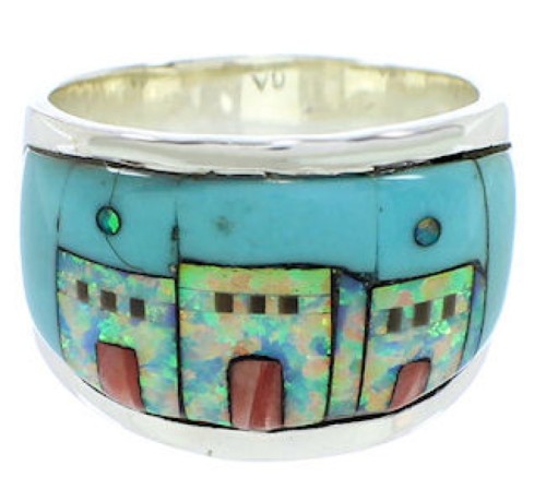 Silver Multicolor Native American Design Ring Size 5-3/4 YS73120