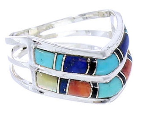 Genuine Sterling Silver Multicolor Southwest Ring Size 7-3/4 GS73849