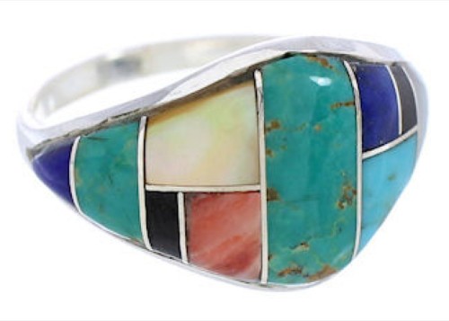 Southwest Multicolor Genuine Sterling Silver Ring Size 7-1/4 GS74110 