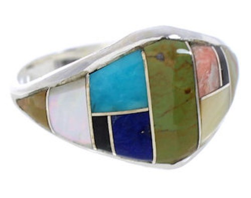 Multicolor Silver Jewelry Southwestern Ring Size 6-3/4 GS74117 