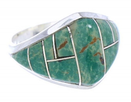 Turquoise Inlay Southwest Sterling Silver Ring Size 5-3/4 GS74127