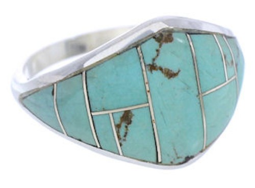 Turquoise Silver Southwest Inlay Ring Size 7-1/4 GS74196 