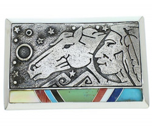 Multicolor Horse Chief Head Jewelry Silver Belt Buckle AW75362