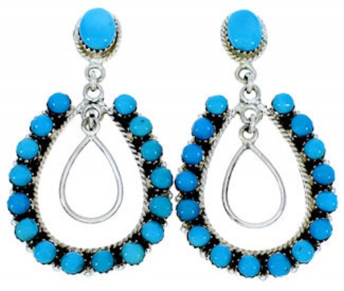 Turquoise Silver Post Dangle Earrings MW73484