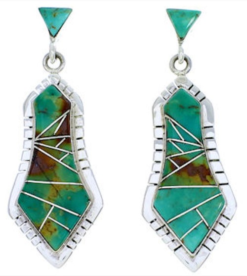 Sterling Silver Turquoise Inlay Jewelry Post Earrings MW73507