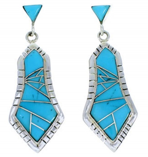 Sterling Silver Turquoise Inlay Southwest Post Earrings MW73501