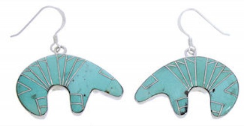 Southwest Jewelry Turquoise Bear Hook Dangle Earrings PX31057