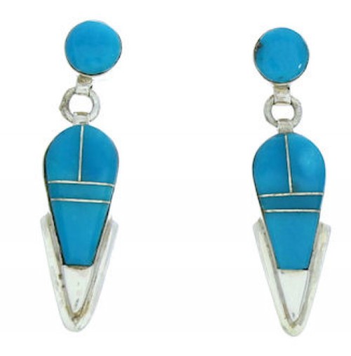 Southwestern Jewelry Turquoise Post Dangle Silver Earrings BW73761