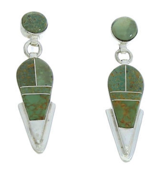 Southwest Turquoise Inlay Post Dangle Earrings Jewelry BW73842 