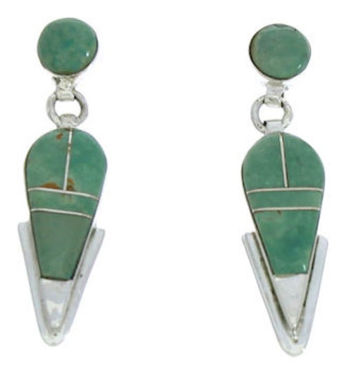 Silver Jewelry Southwest Turquoise Inlay Post Dangle Earrings BW73844 