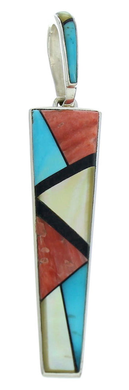 Genuine Sterling Silver Multicolor Inlay Southwest Pendant BW76017