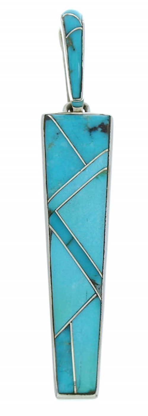 Turquoise Inlay Sterling Silver Slide Pendant BW76036