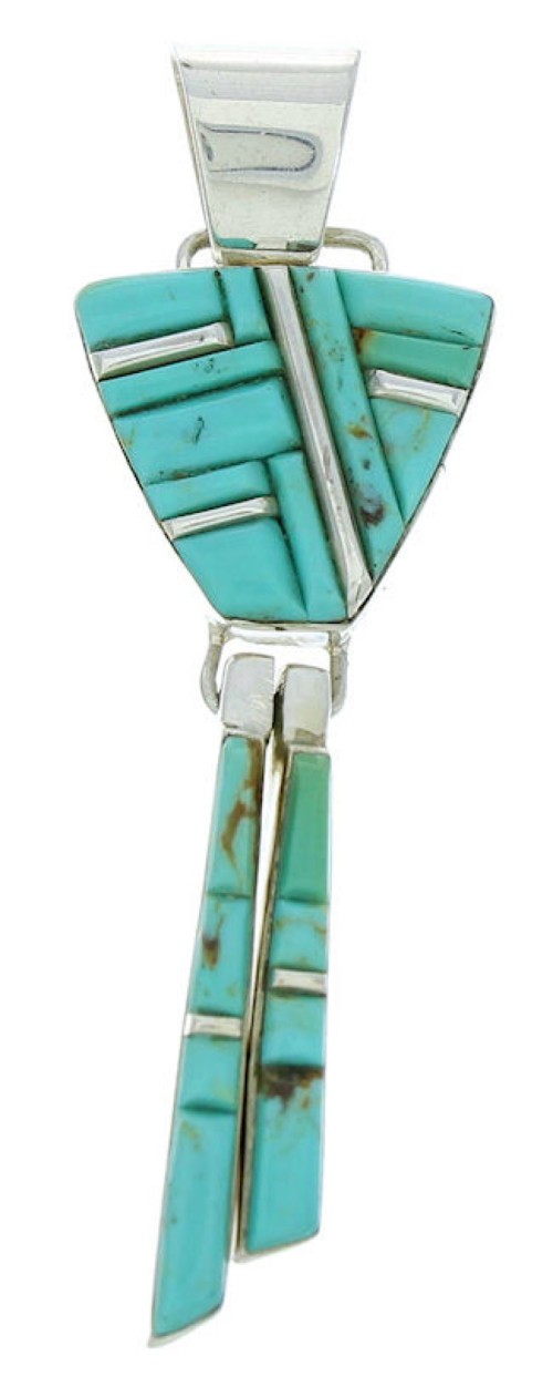 Genuine Sterling Silver Turquoise Inlay Jewelry Pendant BW76103