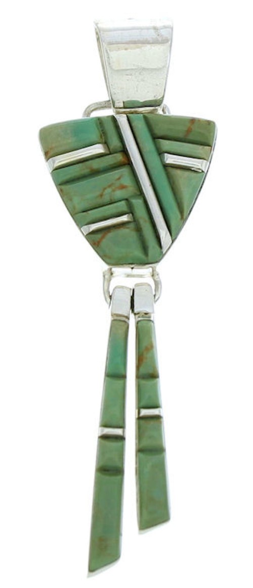 Turquoise Inlay Southwestern Jewelry Silver Slide Pendant BW76106