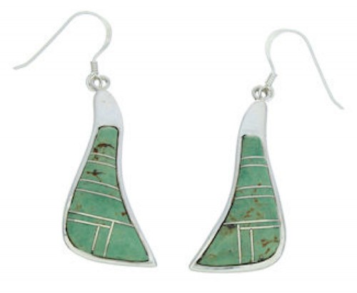 Turquoise Inlay Southwest Sterling Silver Hook Earrings MW73375
