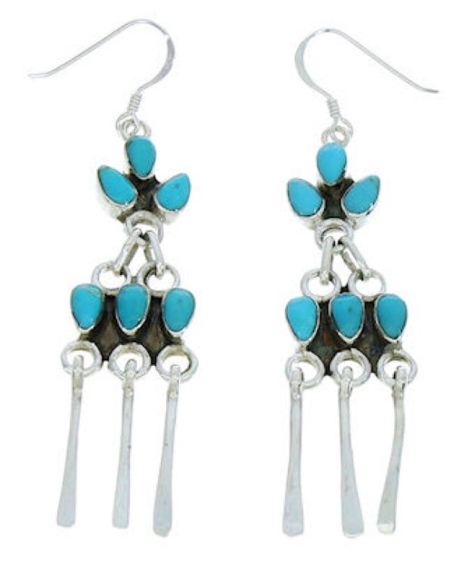 Southwest Silver Turquoise Hook Earrings MW73387