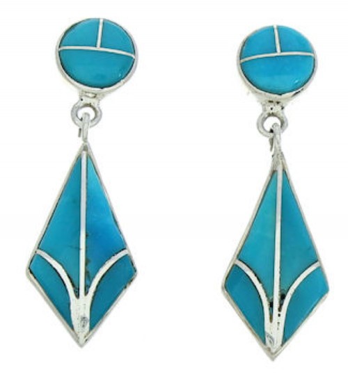 Southwest Turquoise Inlay Post Dangle Earrings BW74225