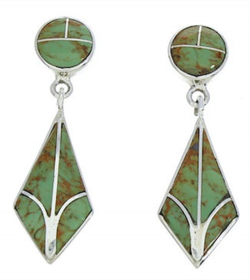 Sterling Silver Turquoise Inlay Post Dangle Earrings Jewelry BW74231