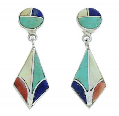 Multicolor Inlay Jewelry Southwest Post Dangle Earrings BW74272