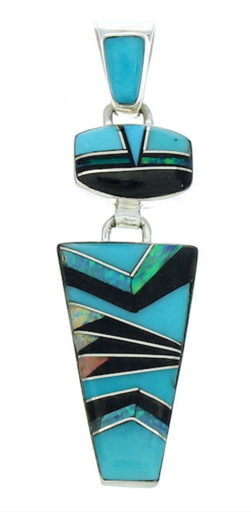 Genuine Sterling Silver Southwest Multicolor Pendant BW74268