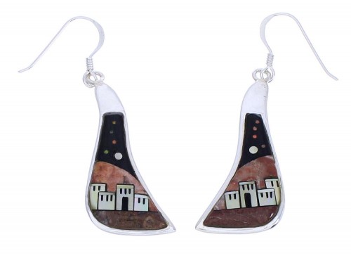 Native American Pueblo Village Design Multicolor Earrings EX31659