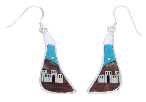 Multicolor Native American Pueblo Or Village Design Earrings EX31661