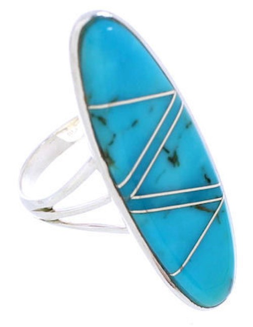Inlay Turquoise Southwest Silver Jewelry Ring Size 7-3/4 YX33704
