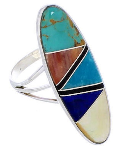 Sterling Silver Southwest Multicolor Ring Size 6-3/4 YX33772