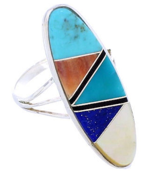 Genuine Sterling Silver Multicolor Jewelry Ring Size 5-1/2 YX33831