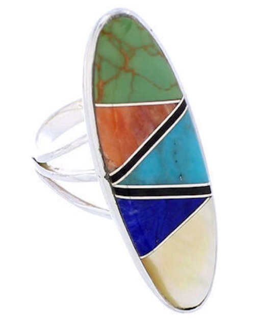 Southwest Multicolor Genuine Silver Jewelry Ring Size 5-1/2 YX33838