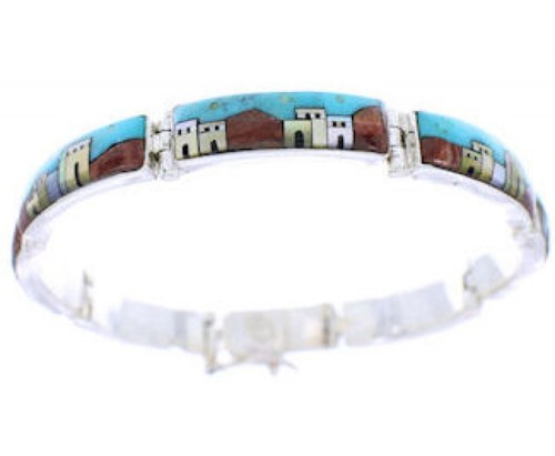 Multicolor Native American Design Southwest Link Bracelet EX28404