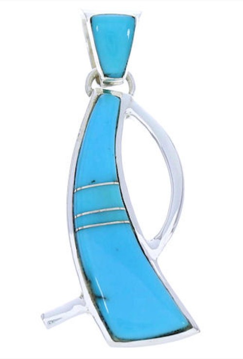 Genuine Sterling Silver Jewelry Turquoise Inlay Pendant BW74523